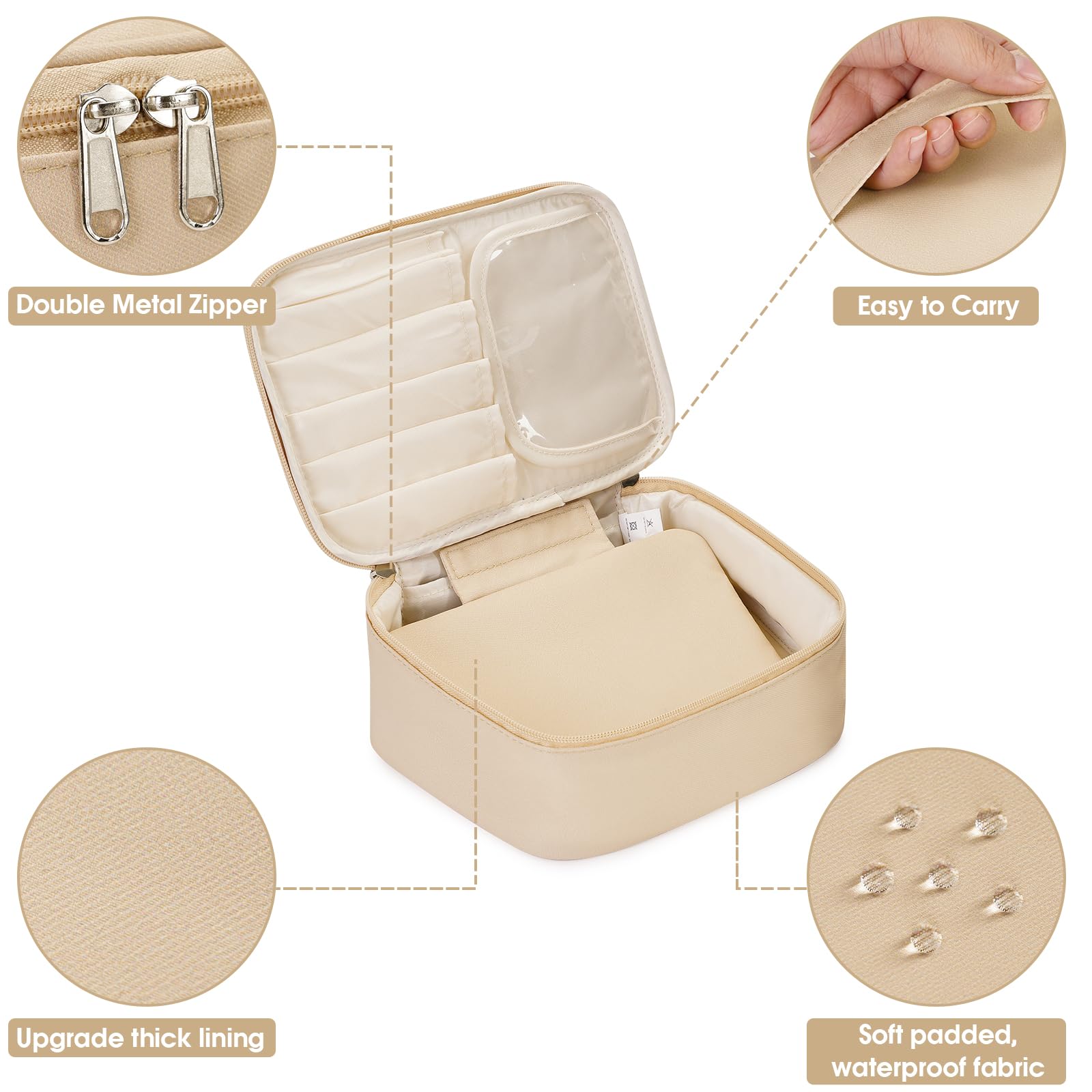 Narwey Travel Makeup Bag Large Cosmetic Bag Make up Case Organizer for Women