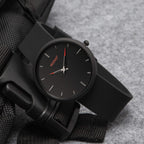 NUOVO Men Watch Big face Rose Gold Men's Watch Black Leather Watch for Men Genuine Leather Band Analog Time Display Mens Watch (