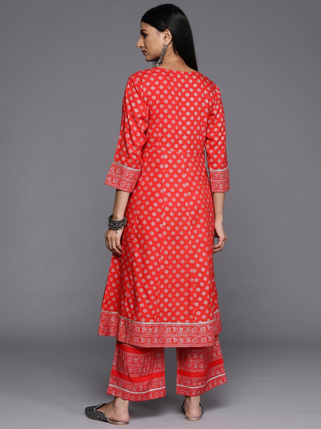 Libas WomenS Rayon Blend Printed Straight Kurtas (26241_Red