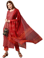 ANNI DESIGNER Womens Cotton Blend Printed Kurta and Pant with Dupatta Set (Shank-Maroon-Nw_XXL_Maroon_XX-Large)
