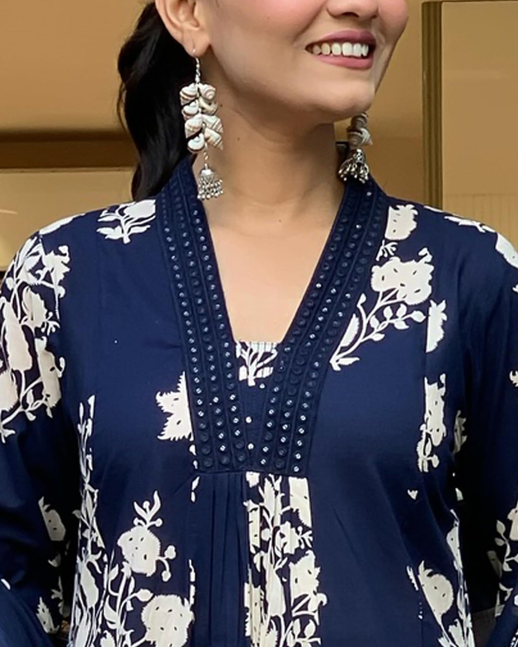 Toochki Kurta Set For Women | Kurti Set For Woman |Cotton Suit Set For Women | Navy Blue Dresses For Women Salwar Suit Set With