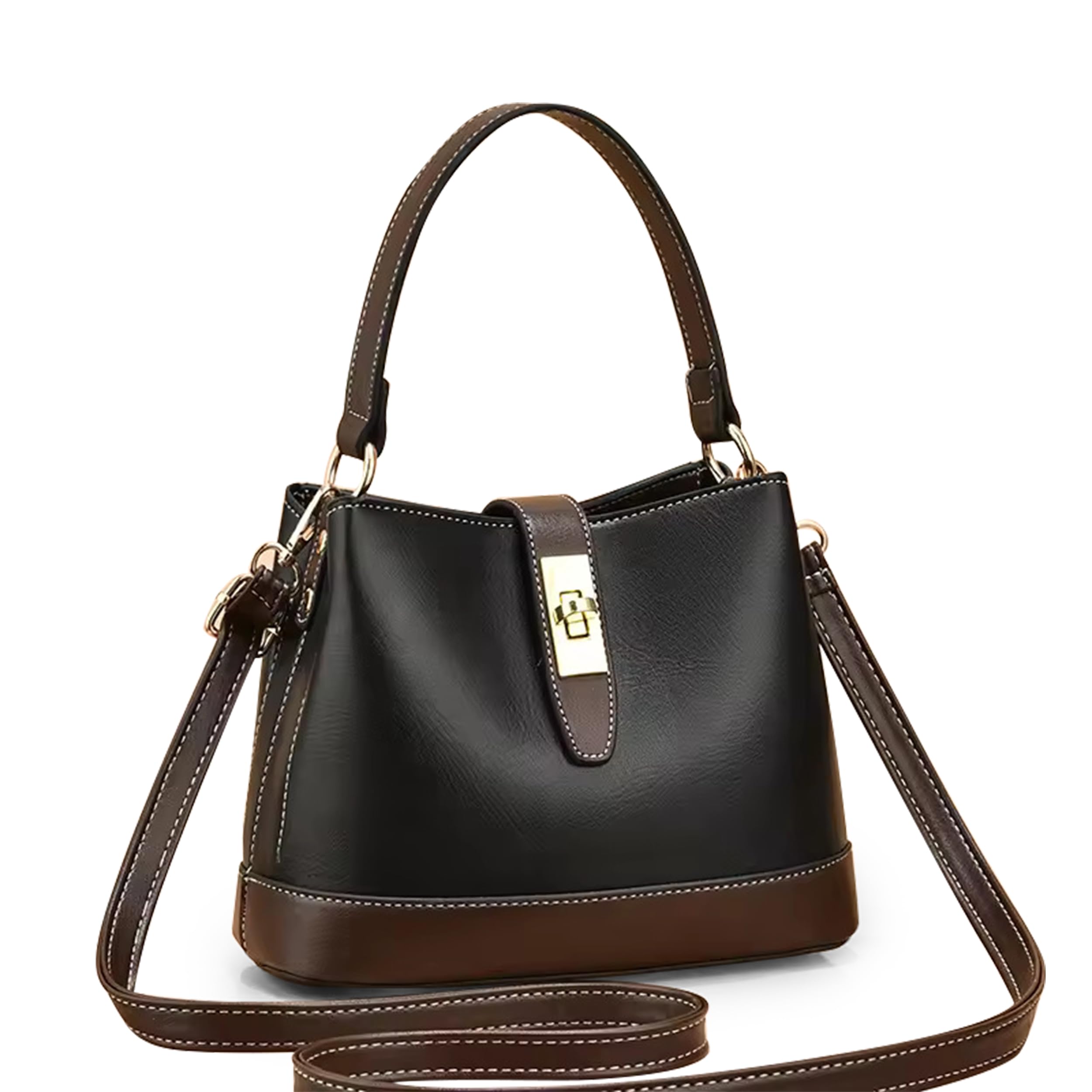 ADISA Womens Girls Bucket Cross Body Bag with Sling (SL5139_Black)