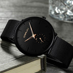 Mens Watches Ultra-Thin Minimalist Waterproof-Fashion Wrist Watch for Men Unisex Dress with Stainless Steel Mesh Band-Rose Gold