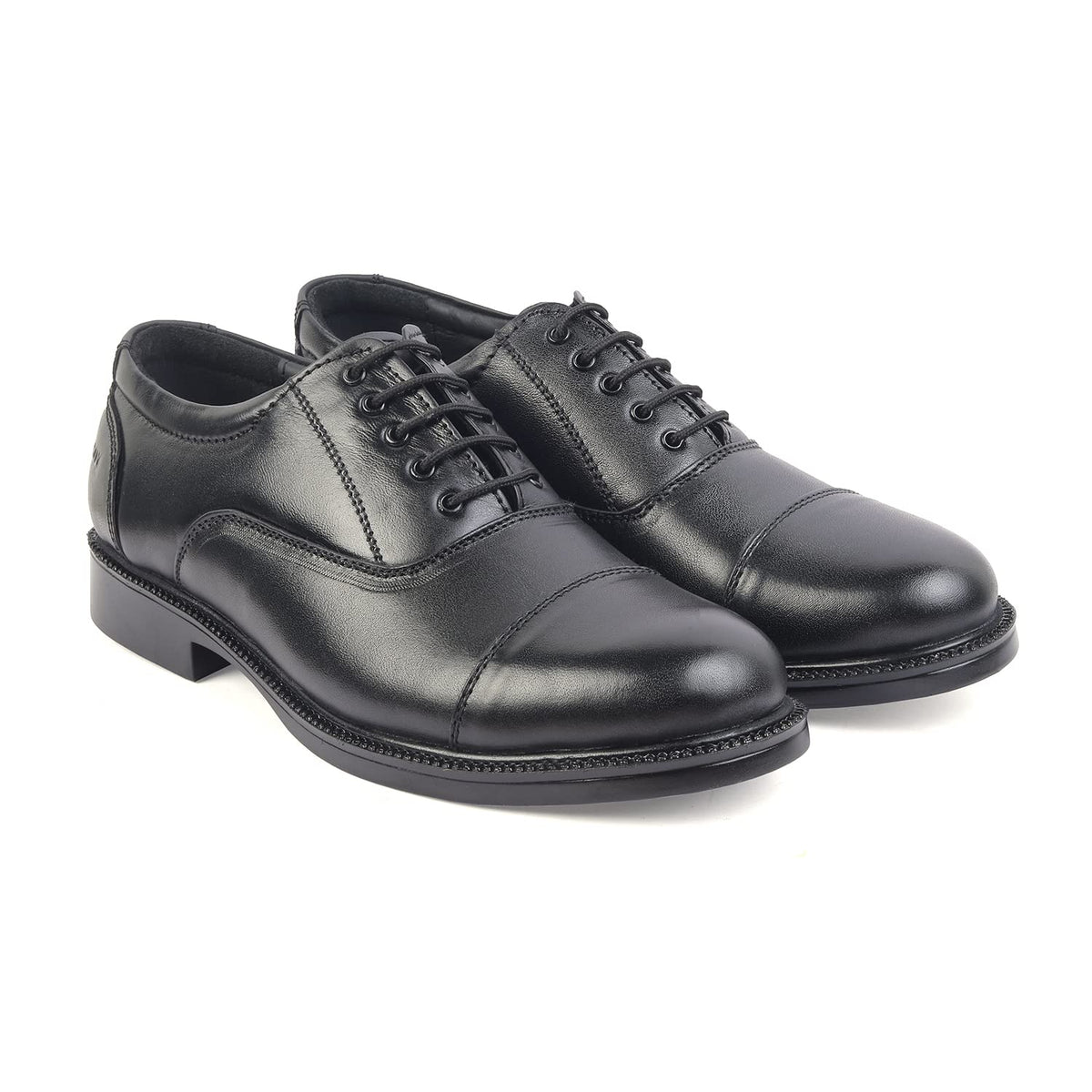 XHUGOY Medium Range Police Oxford CompleteLeather Shoe for Men in Black N TAN (RED) Colour 11