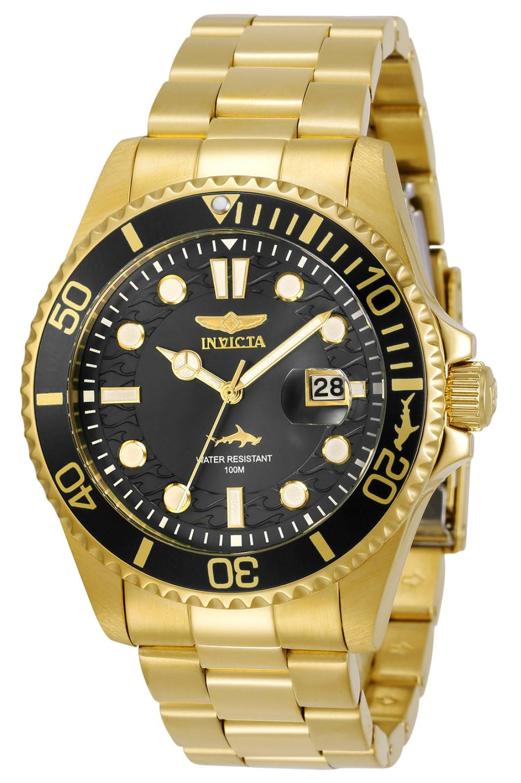 Invicta Men's Pro Diver Quartz Watch with Stainless Steel Strap, Gold, 22 (Model: 30026)