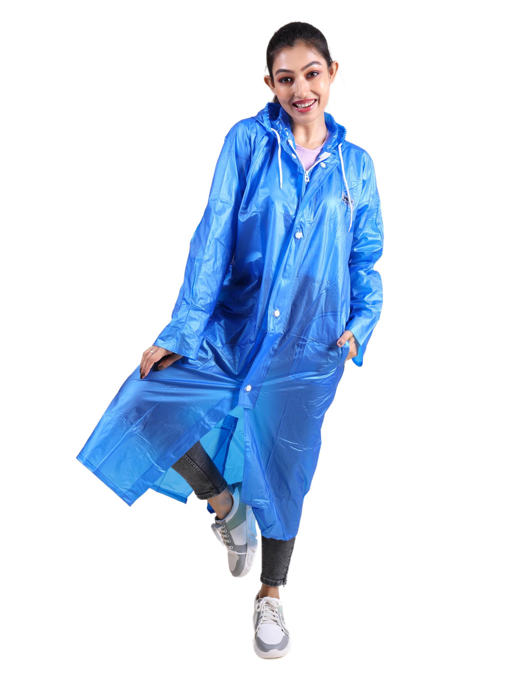 RUPA Rainsuit Women Waterproof PVC Raincoat with Hood & Carry Bag | Lightweight Rainwear for Women with Front Zip | Solid Color 