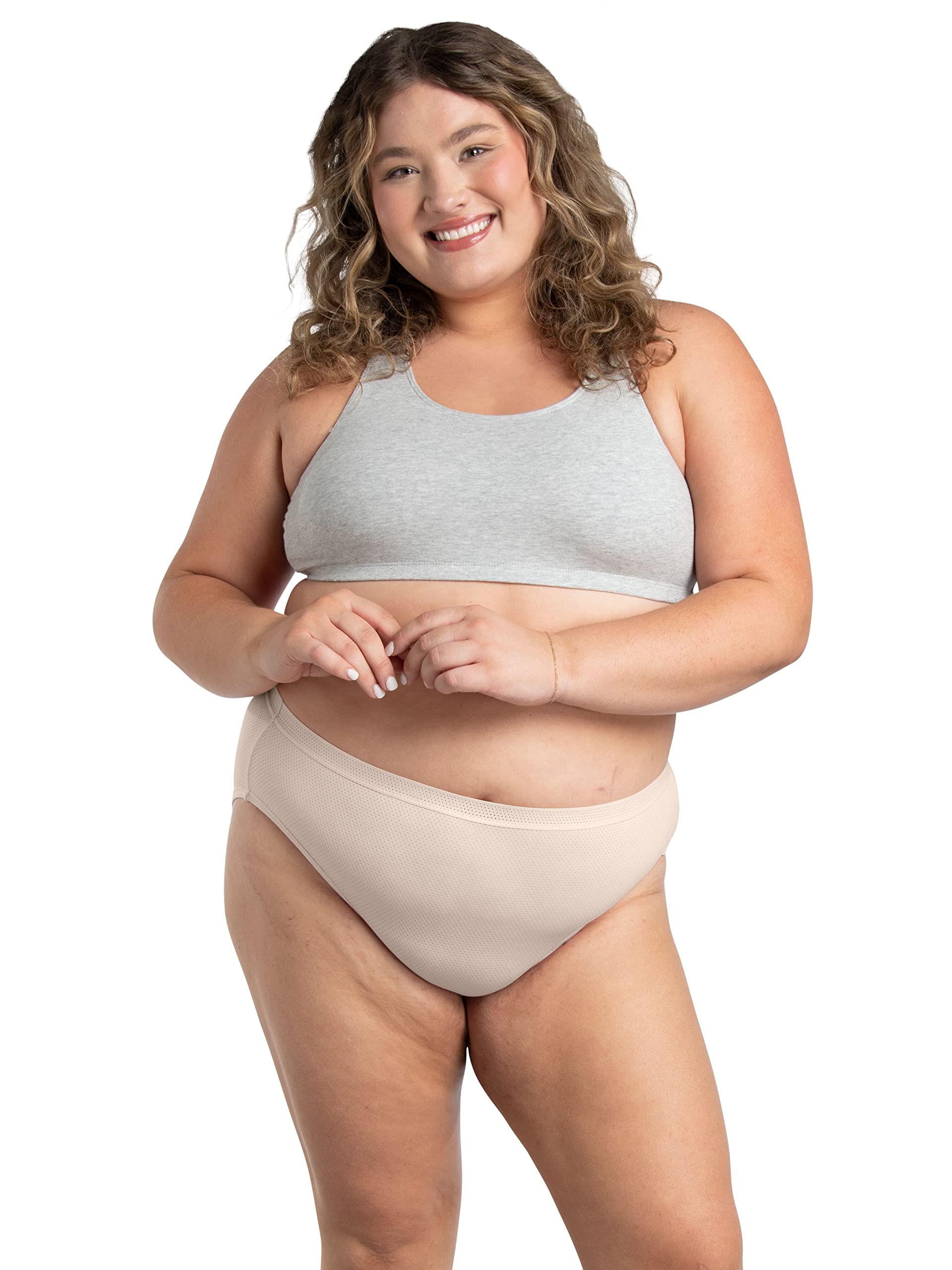 Fruit of the Loom Women's Breathable Underwear, Moisture Wicking Keeps You Cool & Comfortable, Available, Micro Mesh-Plus Size H