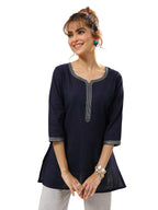 Libas WomenS Cotton Embellished Straight Kurtis (29655_Blue_Xxl)