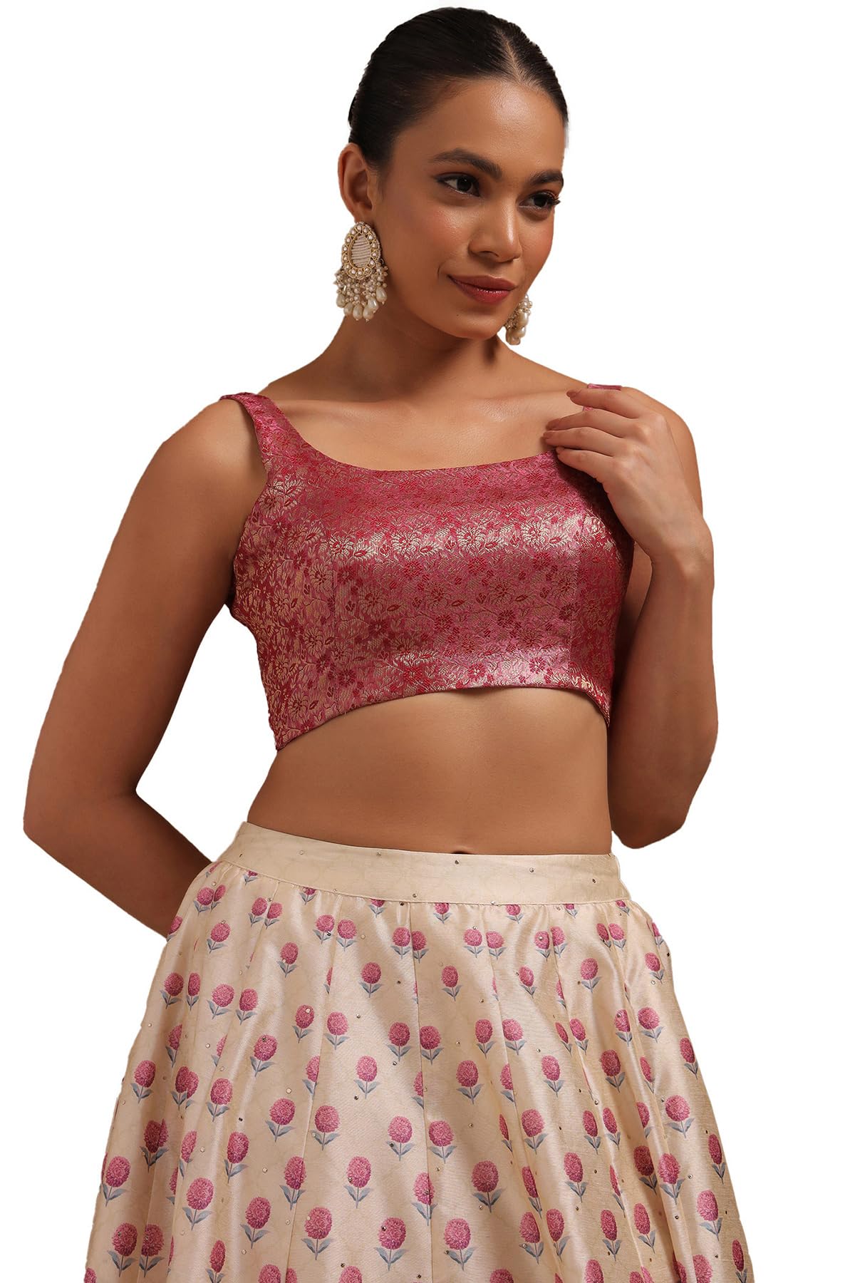 Soch Women Tissue Zari Woven Sleeveless Regular Fit Blouse
