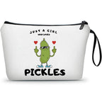 Pickle Gifts,Funny Pickle Cosmetic Bag,Pickle Food Costume Party decorations Gift,Just A Girl Who Loves Pickles Makeup Bag,Pickl