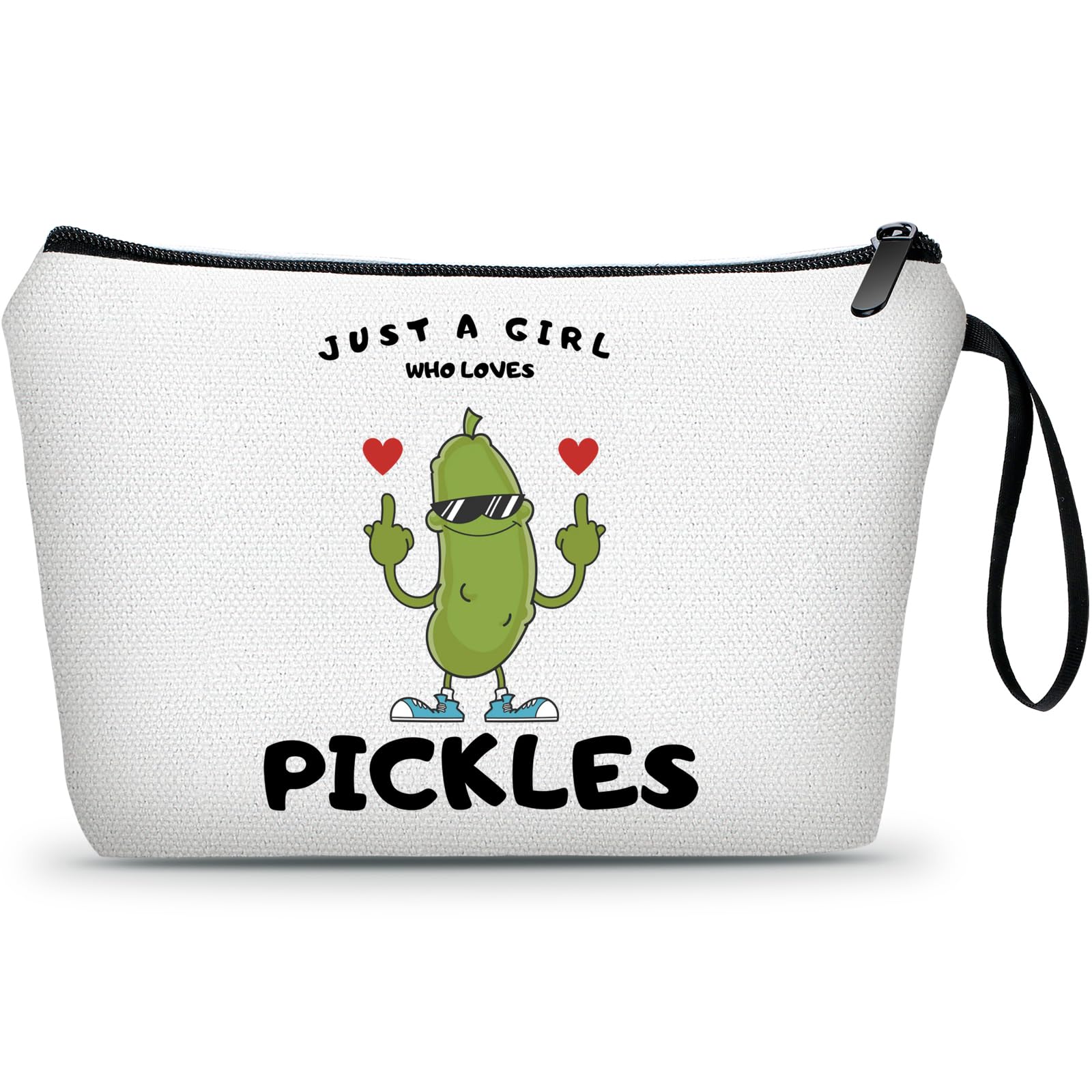 Pickle Gifts,Funny Pickle Cosmetic Bag,Pickle Food Costume Party decorations Gift,Just A Girl Who Loves Pickles Makeup Bag,Pickl