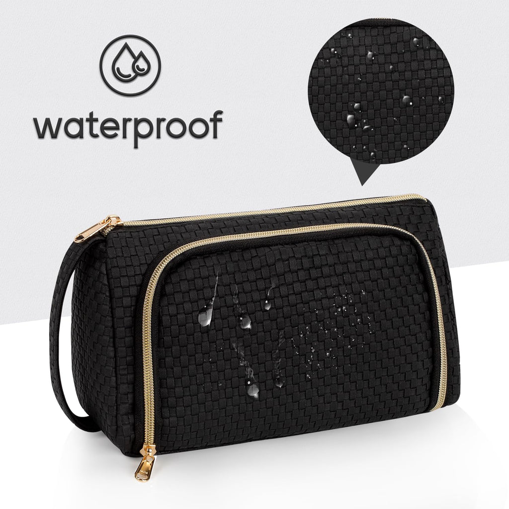 CUBETASTIC Makeup Bag, Small Cosmetic Bag with Makeup Brush Comparment, 2 in 1 Cute Make Up Organizer Pouch for Women Girls, Por