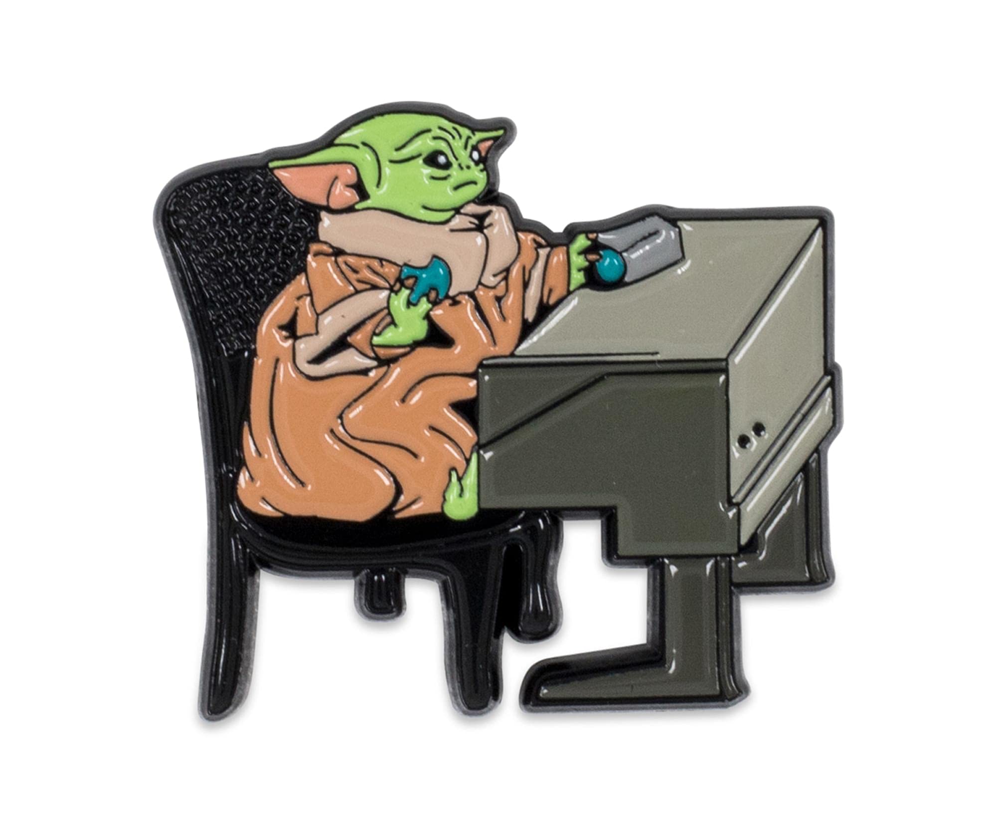 Star Wars: The Mandalorian The Child Grogu Desk With Cookie Enamel Pin Badge | Metal Brooch Accessories For Backpack, Clothes, L