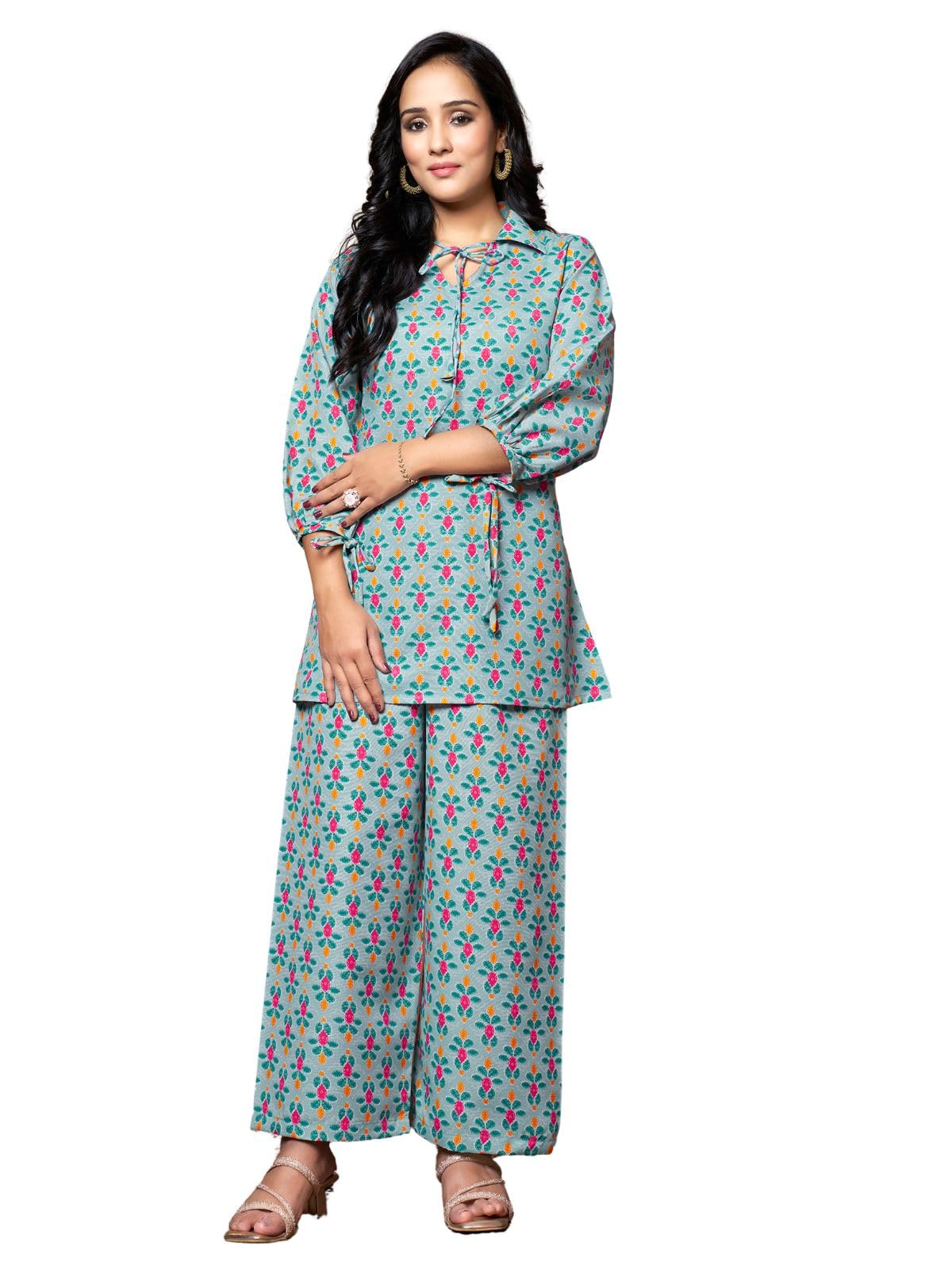 Greciilooks Women Rayon Blend Ethnic Wear Kurta Co-Ord Set (Gl-K-W1728&Tr819-3Xl Peach)