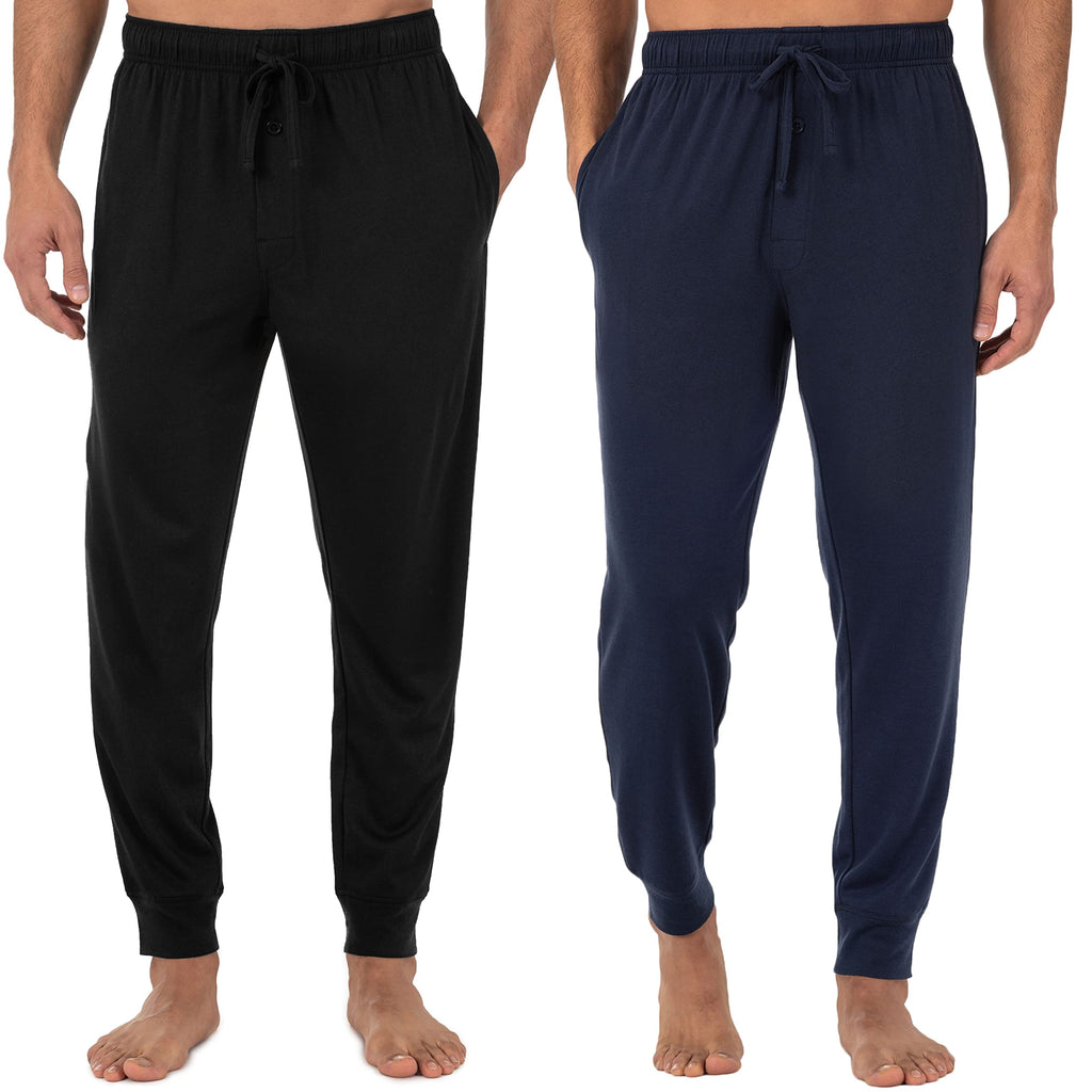 Fruit of the Loom Men's Jersey Knit Jogger Sleep Pant (1 and 2 Packs), Black/Navy, 3X Tall