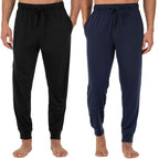 Fruit of the Loom Men's Jersey Knit Jogger Sleep Pant (1 and 2 Packs), Black/Navy, 3X Tall