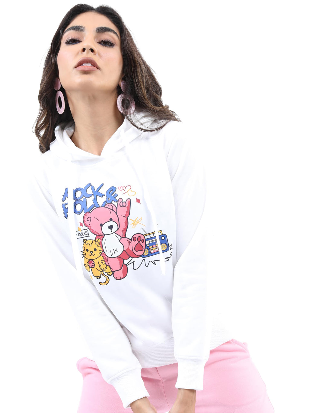 Ketch Women Full Sleeve Hooded Khss000164 White Xl