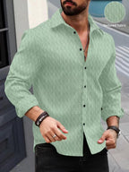 Deelmo MenS Regular Fit Button Down Dress Shirts Textured Long Sleeve Casual Hawaiian Shirt Pista