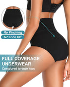 OUENZ Tummy Control Underwear Cotton High Waisted Panties Soft Breathable Full Coverage Ladies Postpartum Briefs Multi Pack