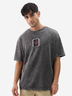 The Souled Store Official Deadpool: No More Calm Men and Boys Short Sleeve Round Neck Grey Cotton Oversize Fit T-Shirt