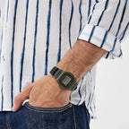 Casio Men's 'Classic' Quartz Stainless Steel and Resin Watch, Color:Black (Model: W-218H-3AVCF), Black/Green