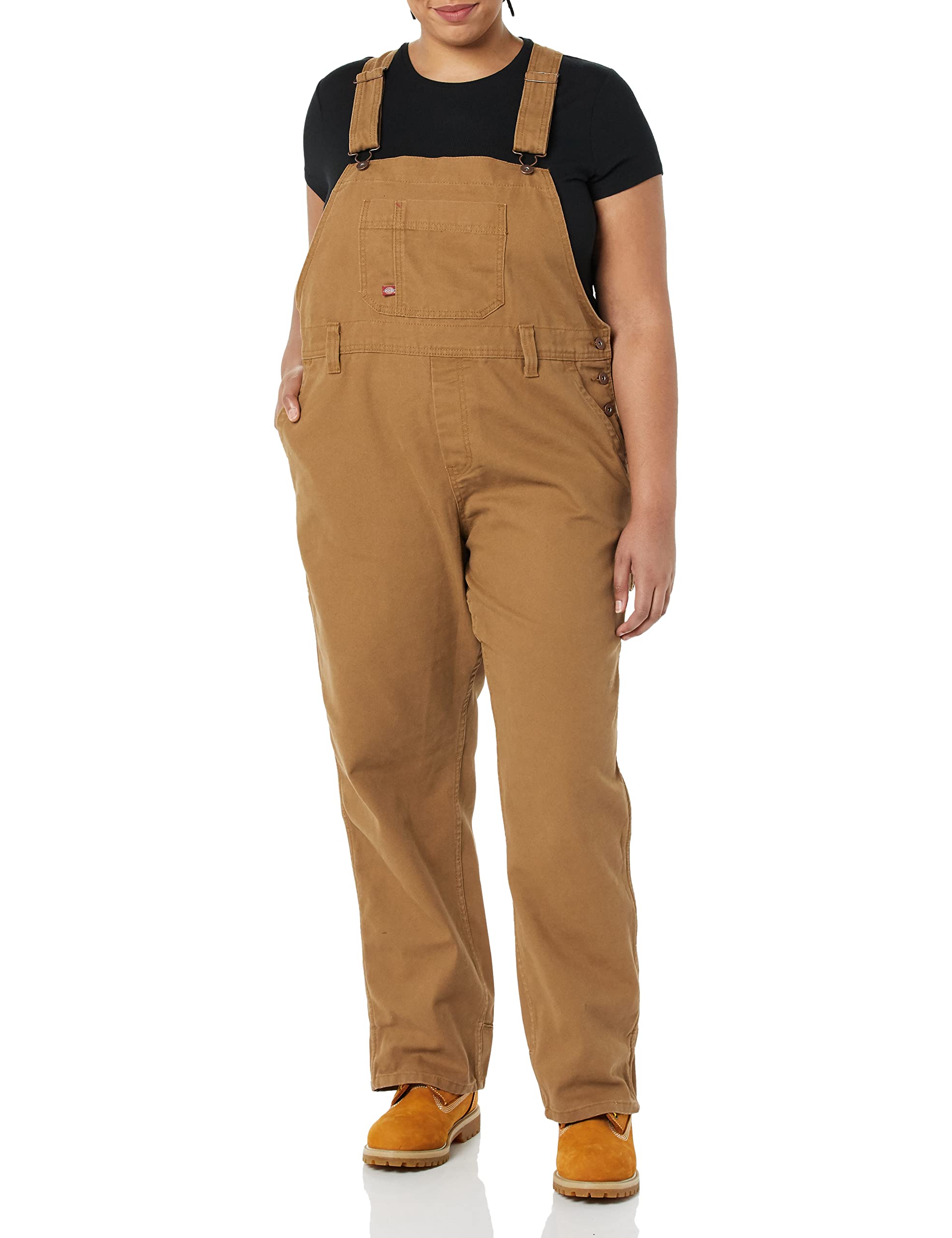 Dickies Women's Bib Overall, Rinsed Brown Duck, Large