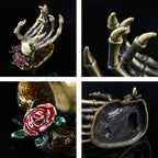 YU FENG Gothic Rose Skeleton Hand Jewelry Holder for Halloween Decor Rings Necklaces and Jewellery Accessories Hand Form Display