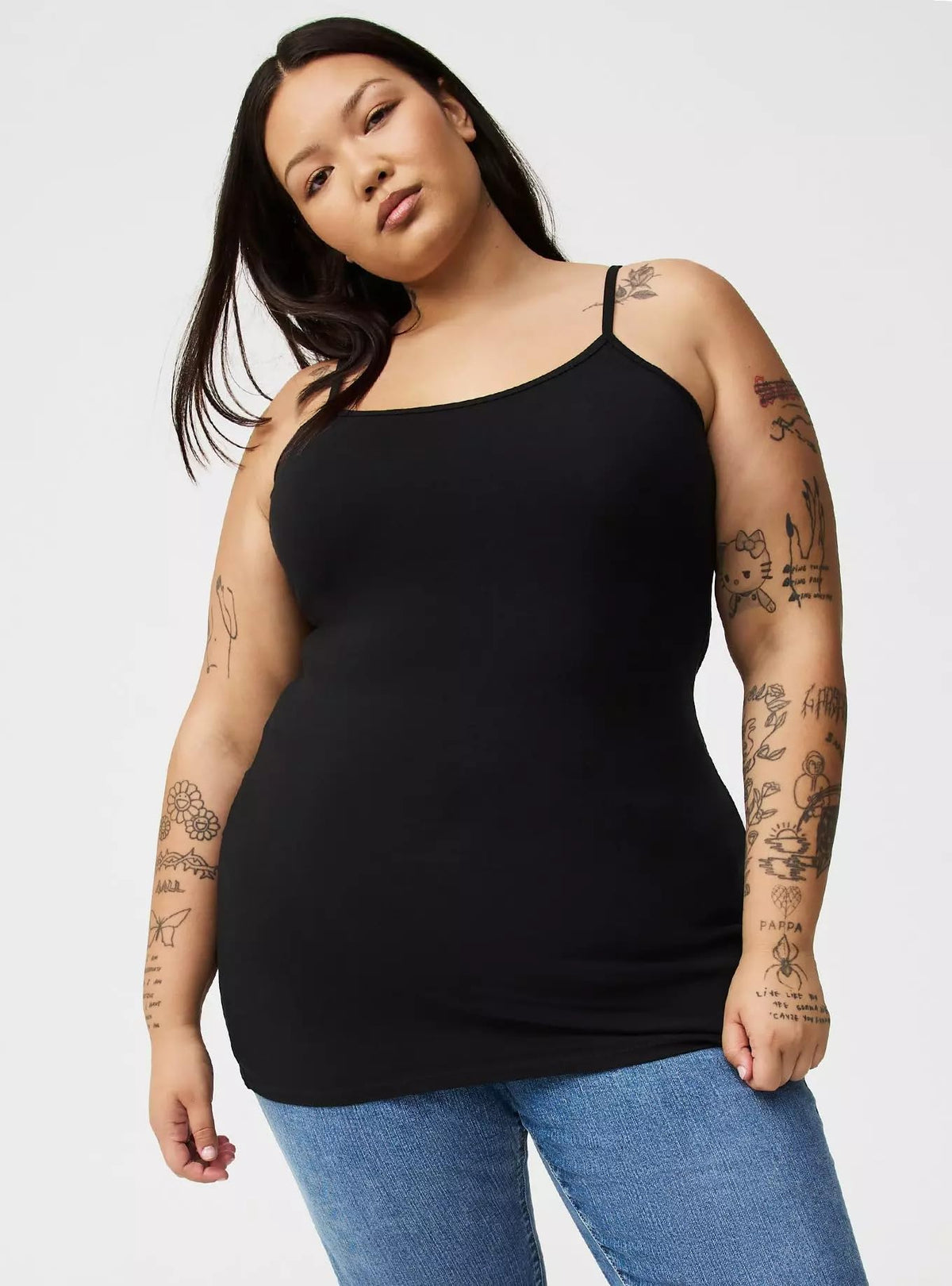 Shaperx Women Cotton Spaghetti Strap Camisole Top | Summer Sleeveless Casual Tank Top (In, Alpha, 2Xl, Regular, 1, Black) 2