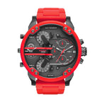 Diesel Mr. Daddy 2.0 Stainless Steel and Silicone Chronograph Men's Watch, Color: Gunmetal, Red (Model: DZ7370)