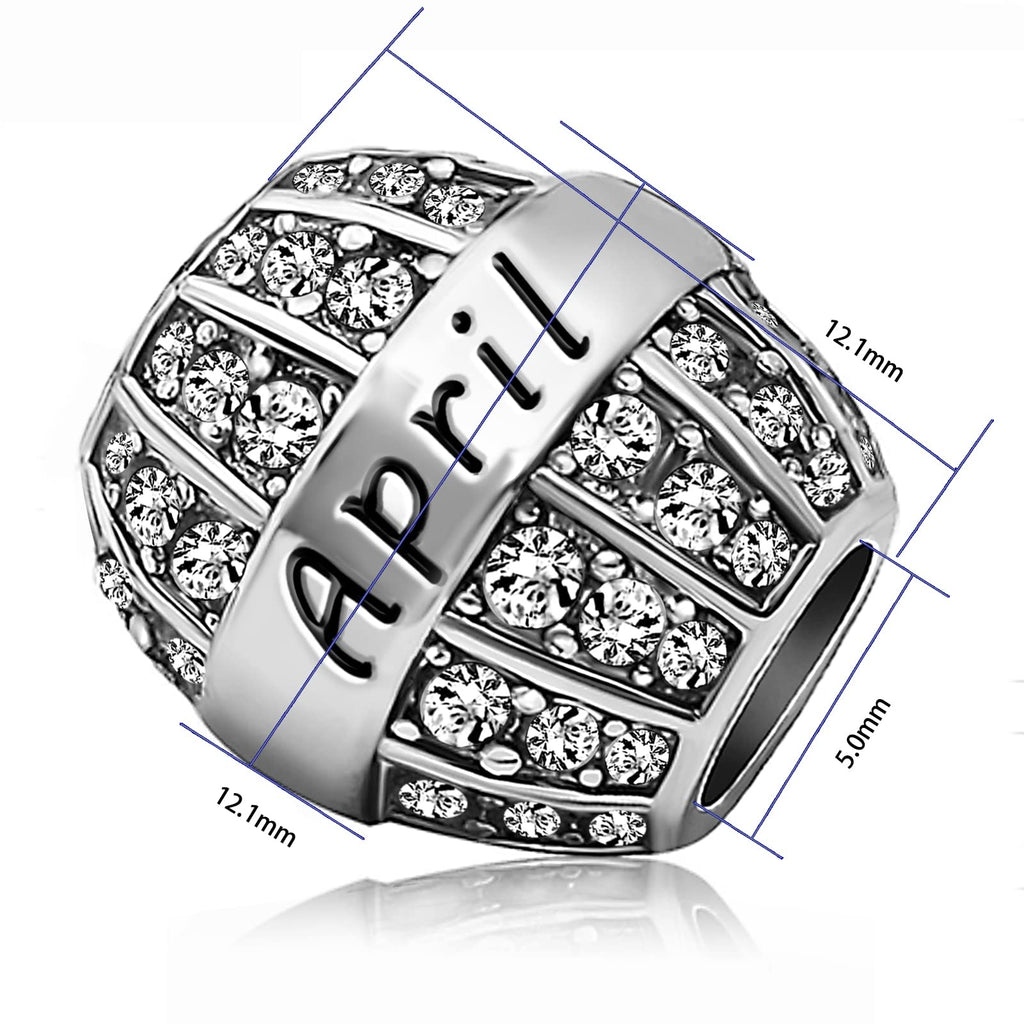 JMQJewelry Mother Daughter Family Thanksgiving Christmas Birthday Birthstone April White Charms For Bracelets Grandma Mom Wife F