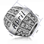 JMQJewelry Mother Daughter Family Thanksgiving Christmas Birthday Birthstone April White Charms For Bracelets Grandma Mom Wife F