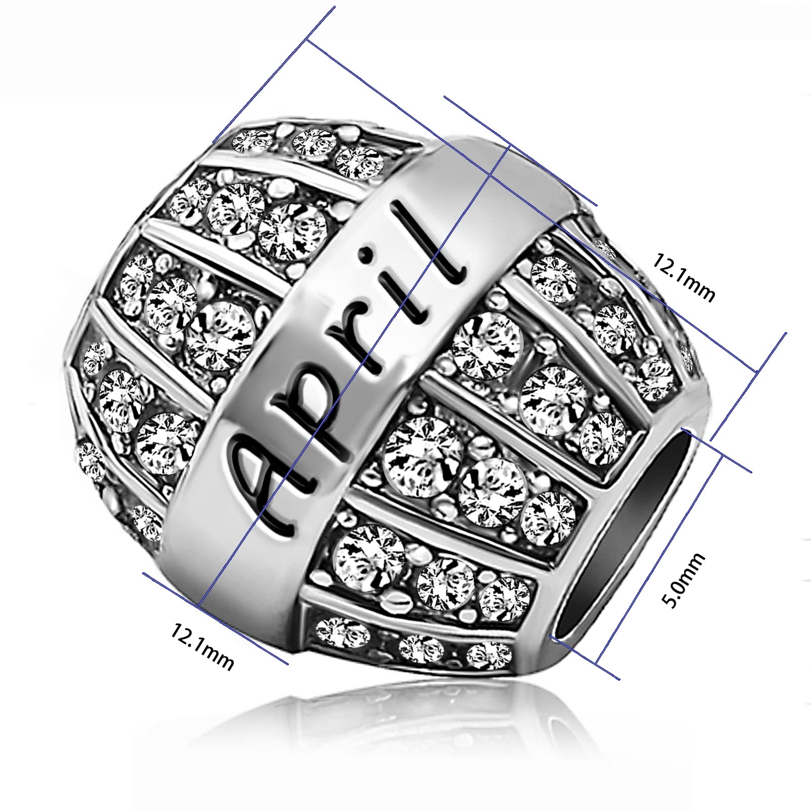 JMQJewelry Mother Daughter Family Thanksgiving Christmas Birthday Birthstone April White Charms For Bracelets Grandma Mom Wife F