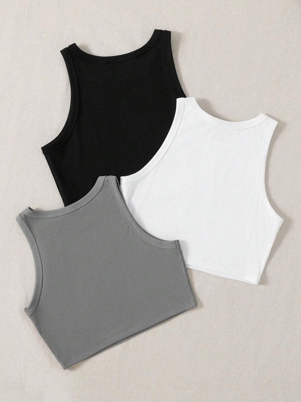 Toochki Tops for Woman | Spandex Top | Crop | Short | Western | for Jeans | Sleeveless | Stretchable | Pack of Three | Black-Whi
