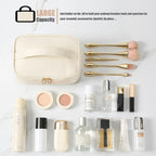 Meiyuuo Cute Makeup Bag Small Cosmetic Bags for Women Medium Pouch Toiletry Bag Waterproof Organizer(Light Beige)