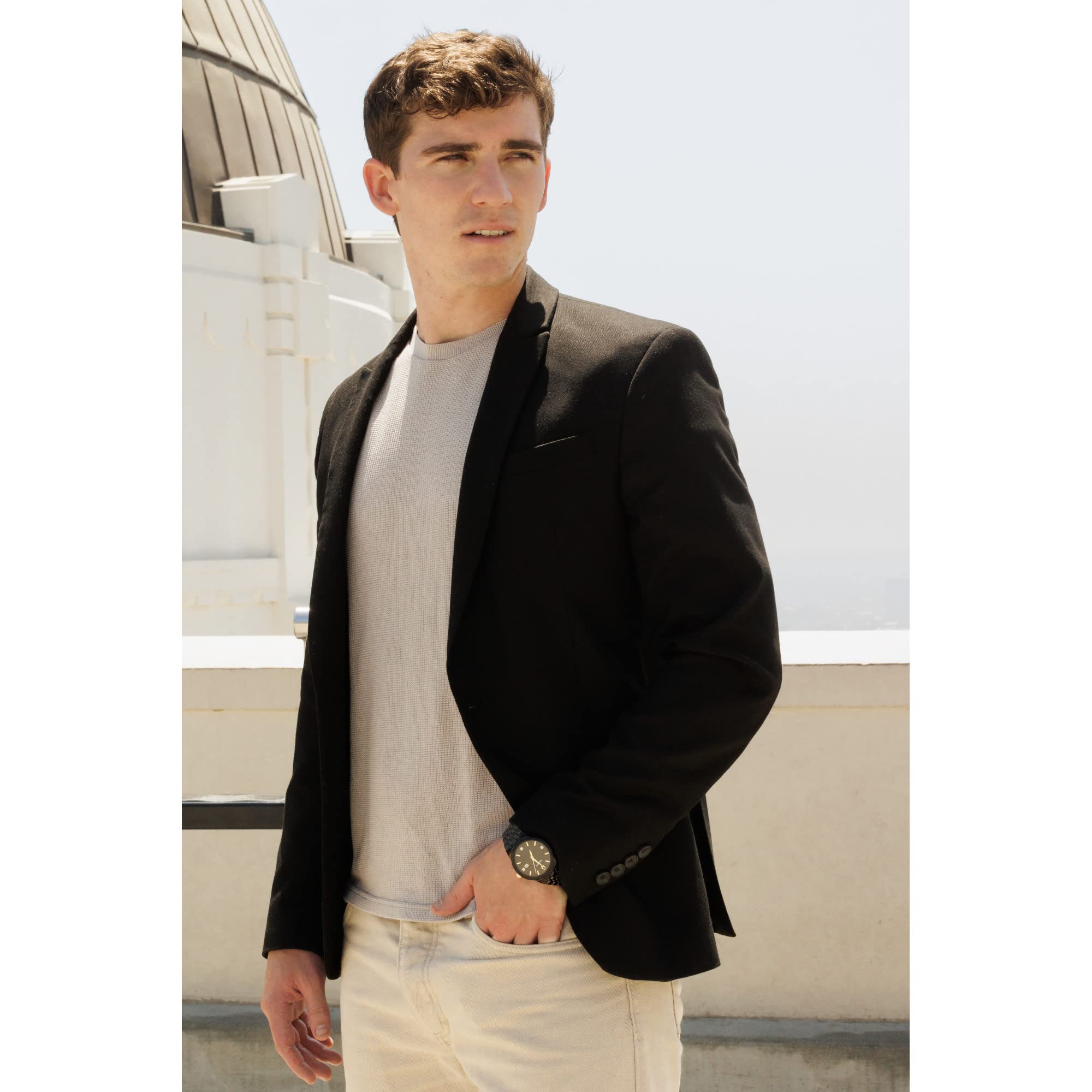 Bulova Men's Modern Black Ion-Plated Stainless Steel 3-Hand Calendar Date Quartz Watch, Gold Tone Accents and Diamond Dial, 40mm