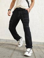 Hubberholme Men Black Smart Casual Summer Cotton Loose Fit Solid Trousers_12