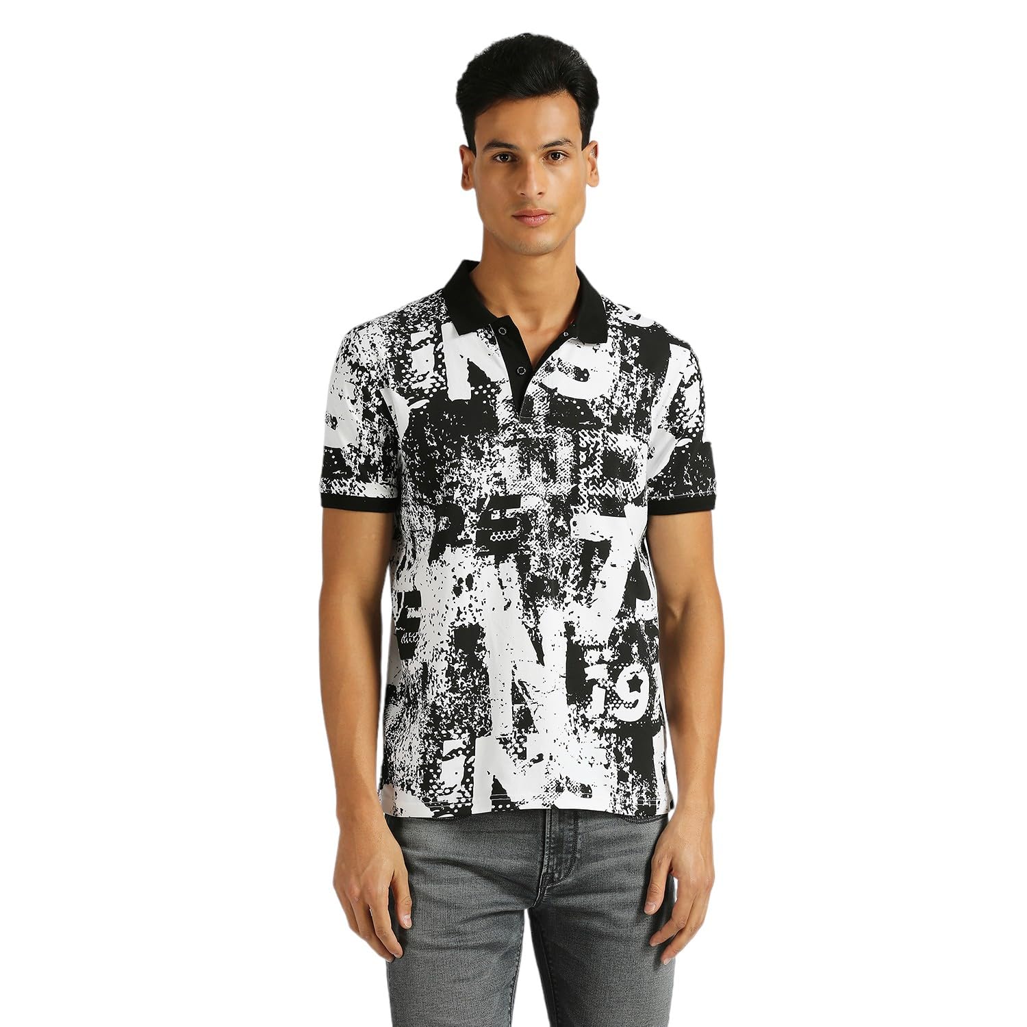 Pepe Jeans Robby Typographic Printed Stretch Polo Black