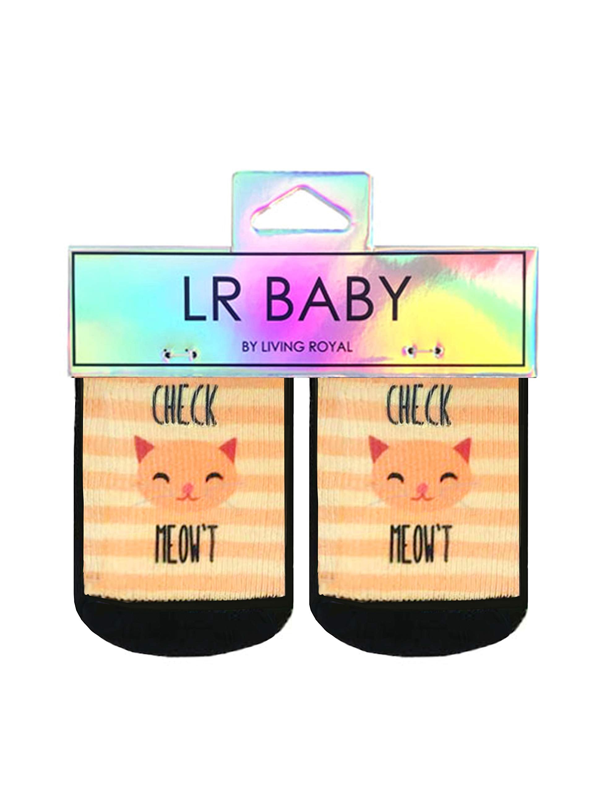 Living Royal Themed Baby Socks, 3D Print, Colorful & Durable, One Size Fits Most, Made in USA, Check Meow't Design