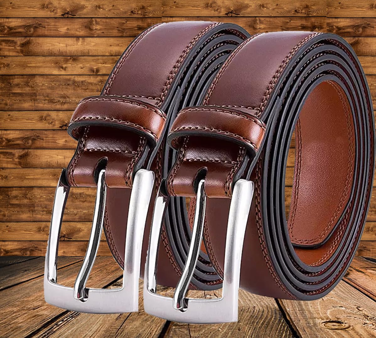 Men Casual Brown, Brown Artificial Leather Belt ()_311 44