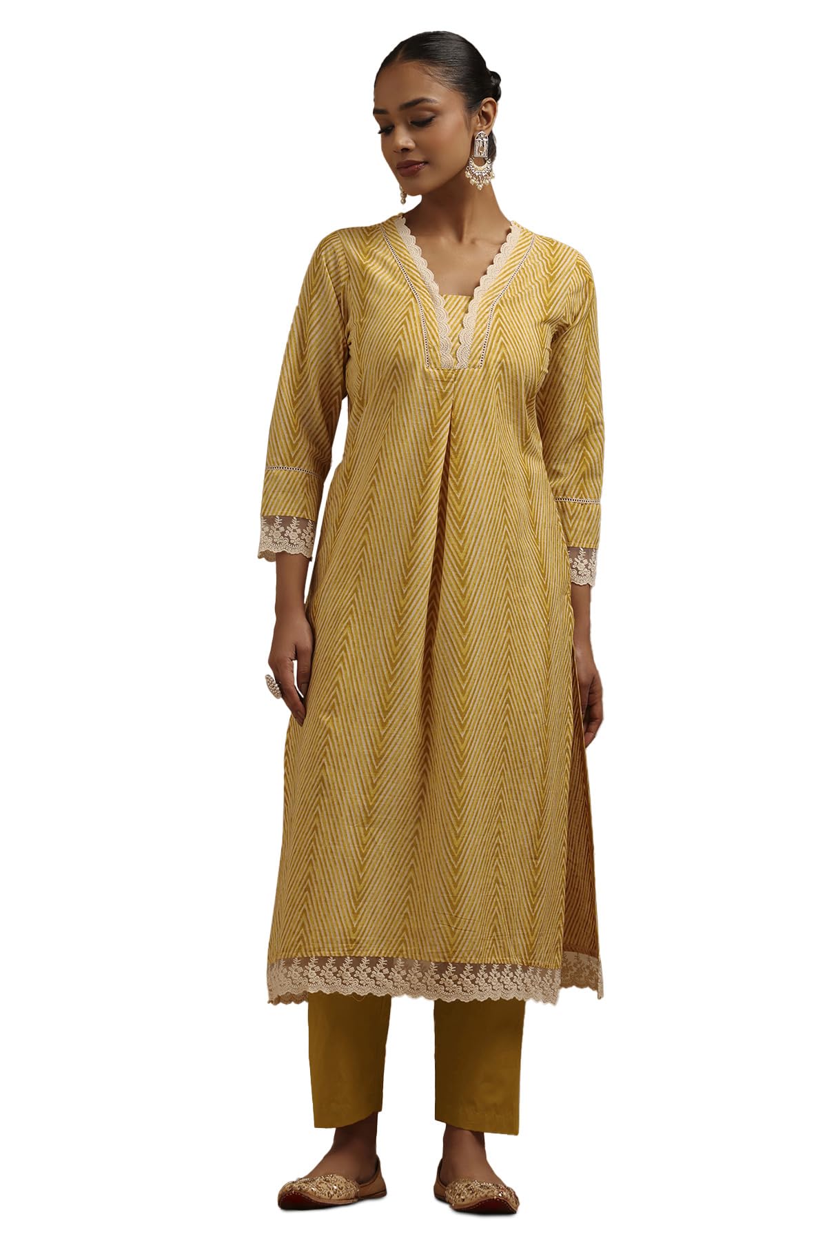 Soch Women Cotton Chevron Kurta Set