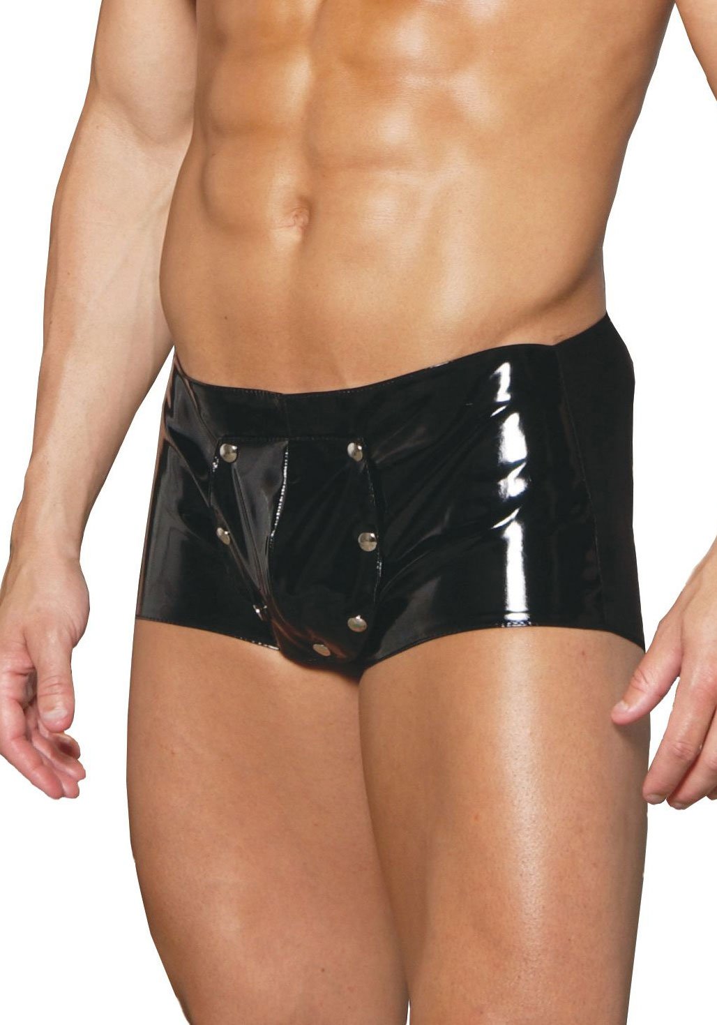 Mens Vinyl Shorts with Break Away Front-Black-Large