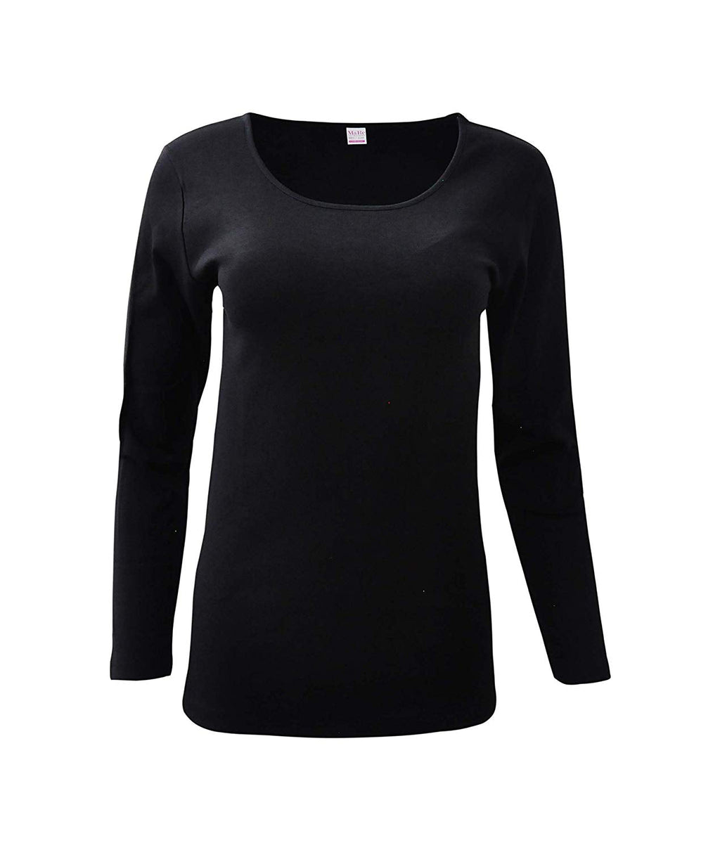 MaRe Premium Quality 100% Brushed Cotton Women's Long Sleeve T-Shirt S - XXL Made in Italy (572)
