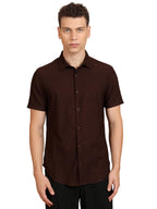 Ketch Mens Half Sleeve Slim Fit Shirt Khsh001679 Brown L