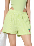 The Souled Store Minty Fresh Women and Girls Pull On Green Embroidered Polyester Blend Boxer Shorts