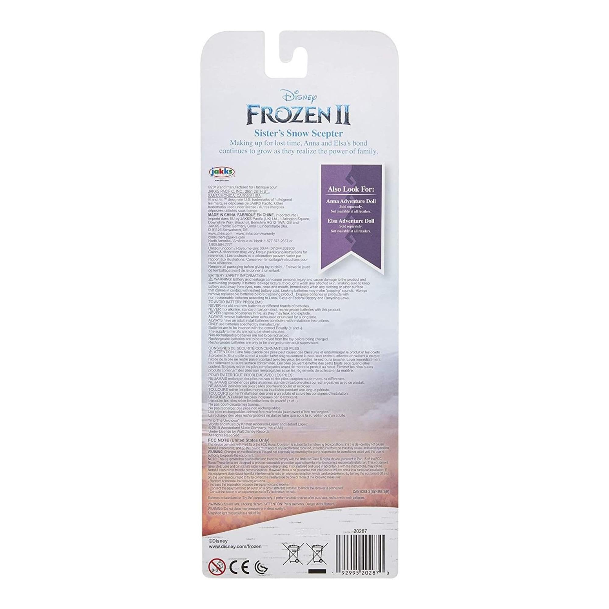 Frozen Disney 2 2 Sisters Musical Snow Wand Costume Prop Scepter, Plays Into The Unknown Perfect for Child Costume Accessory, Ro