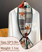 Clysoru Silk Neck Scarf Printed Scarves Head Women'S Fashion Oblique Angle Satin Scarfs For Bag Hair 59    X 5.9    (Green Horse
