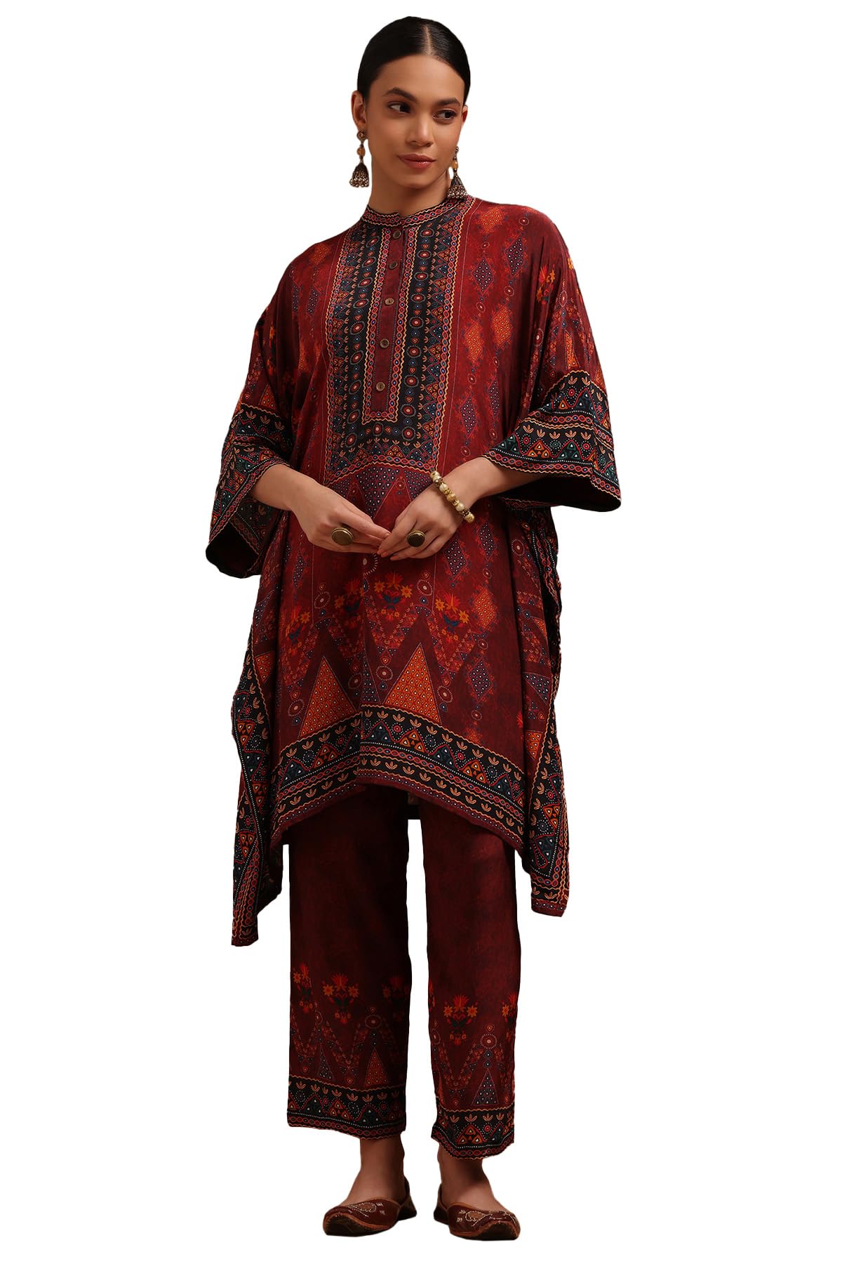 Soch Women Pattern: Ethnic Motifs Fabric: Closure: Hook and Eye Package Contains: Kaftan Pant