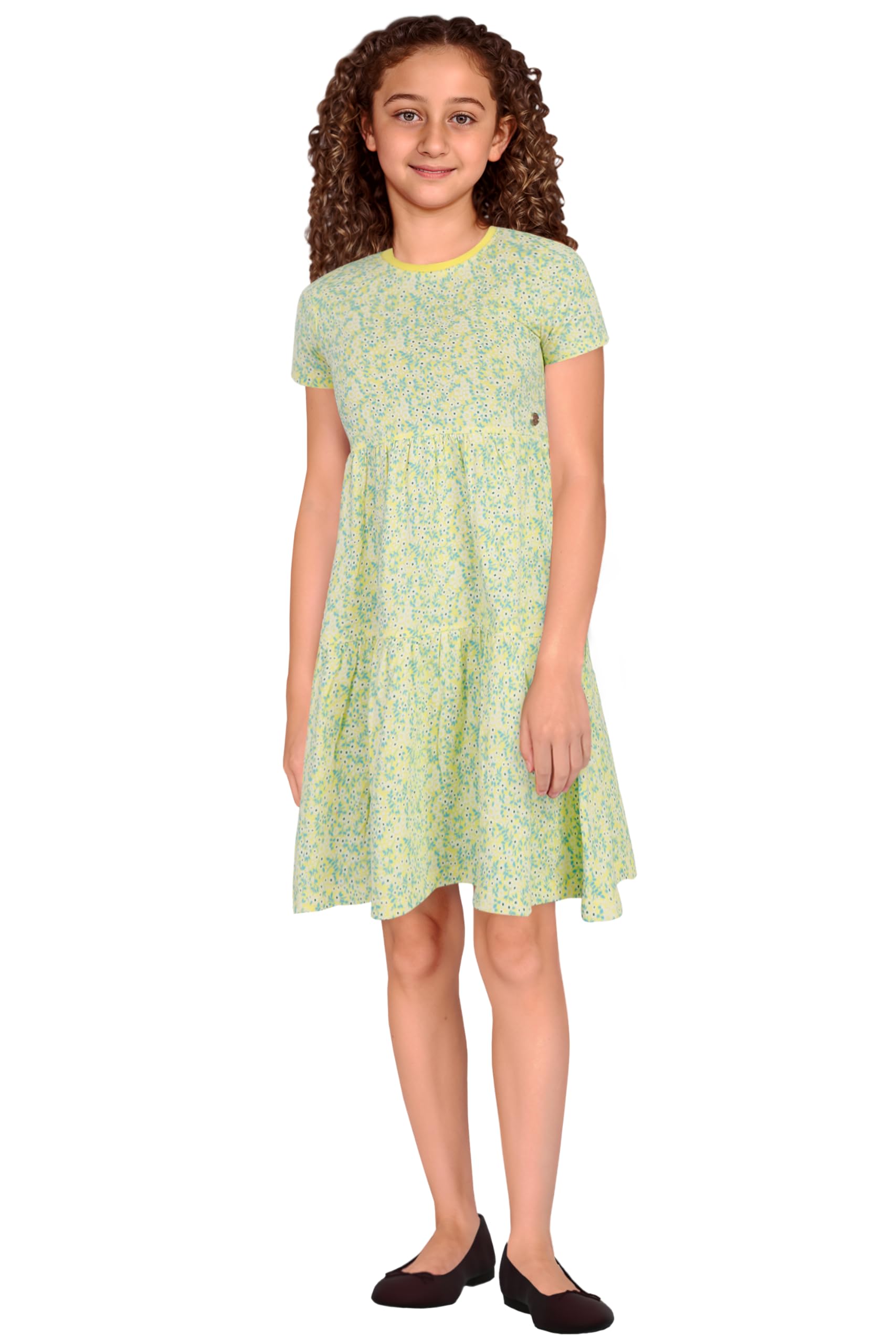 Allen Solly Women Printed Casual Cotton Short Sleeve Round Neck Dress