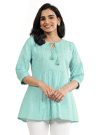 Libas Womens Woven Design Silk Blend A-Line Kurti For Women