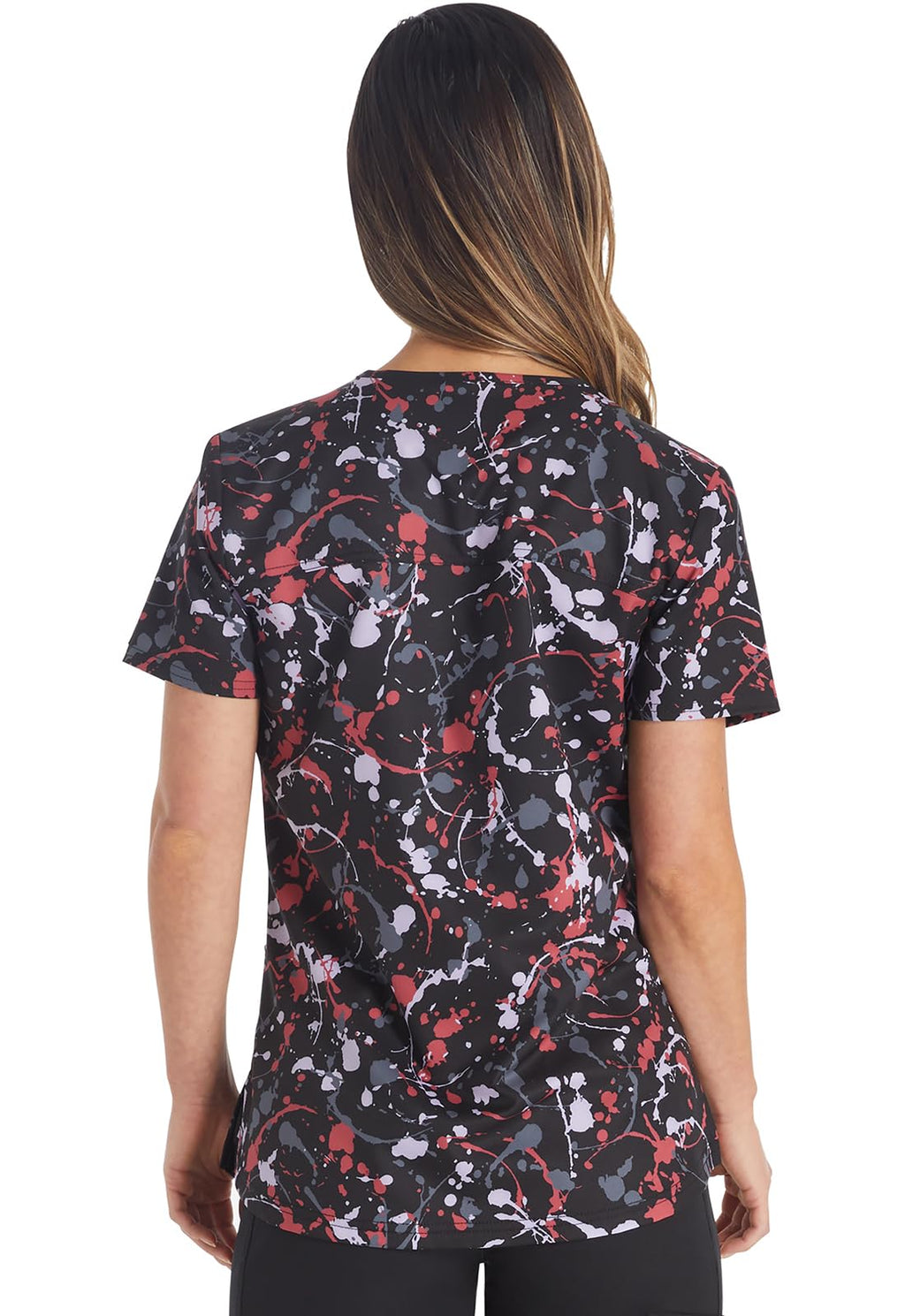 Dickies EDS Women Scrubs Top V-Neck Print DK876, XS, Drizzle Daze
